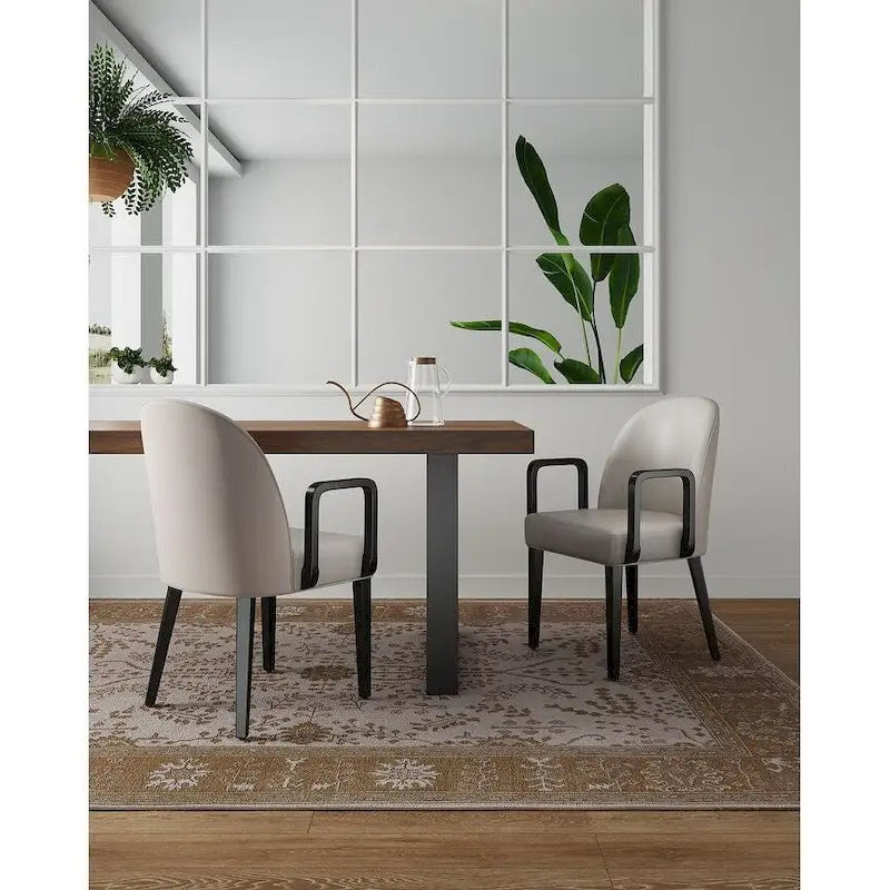 Fauteuil de salle à manger rembourré en similicuir et velours