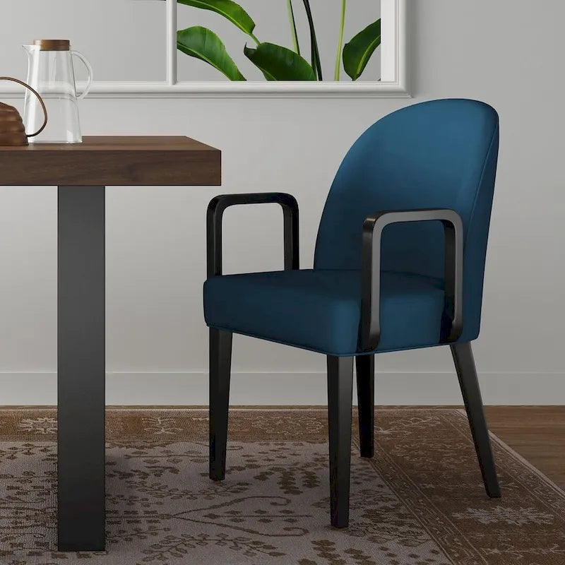 Fauteuil de salle à manger rembourré en similicuir et velours