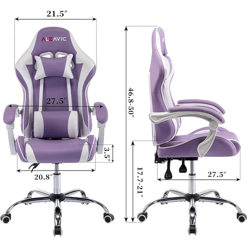 Sedia da gaming regolabile con schienale alto, poggiatesta e supporto lombare