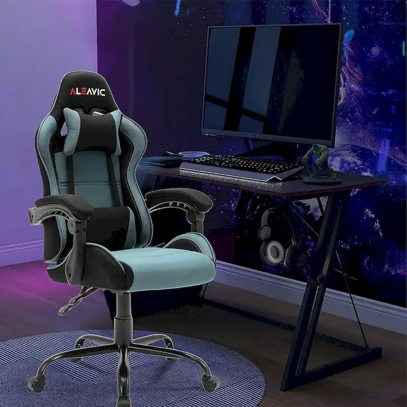 Sedia da gaming regolabile con schienale alto, poggiatesta e supporto lombare