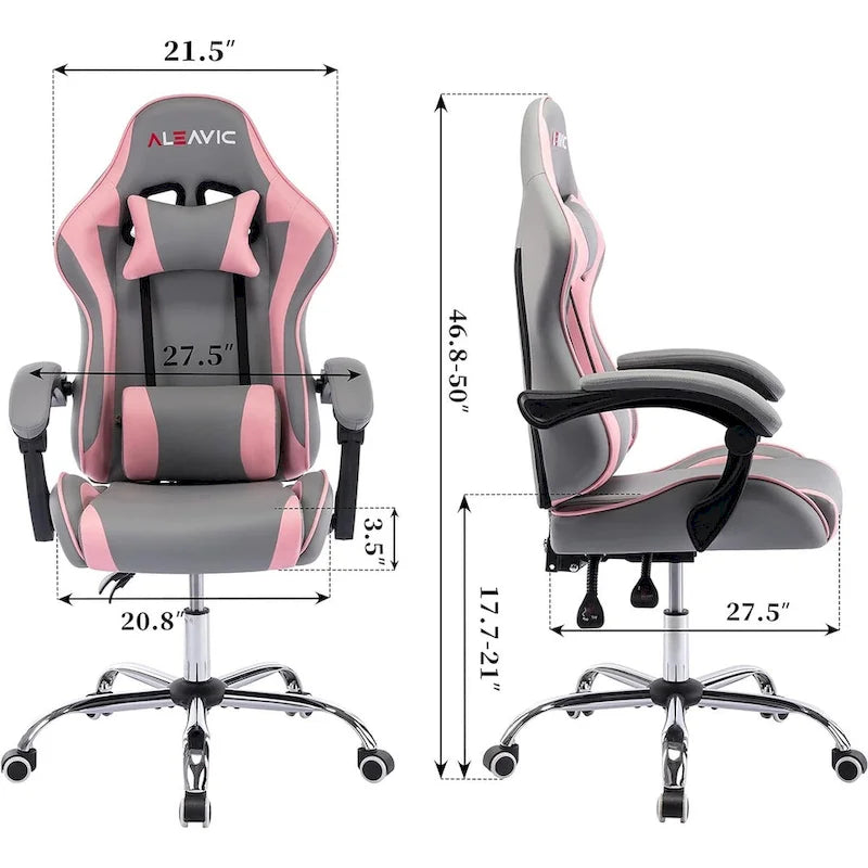Sedia da gaming regolabile con schienale alto, poggiatesta e supporto lombare