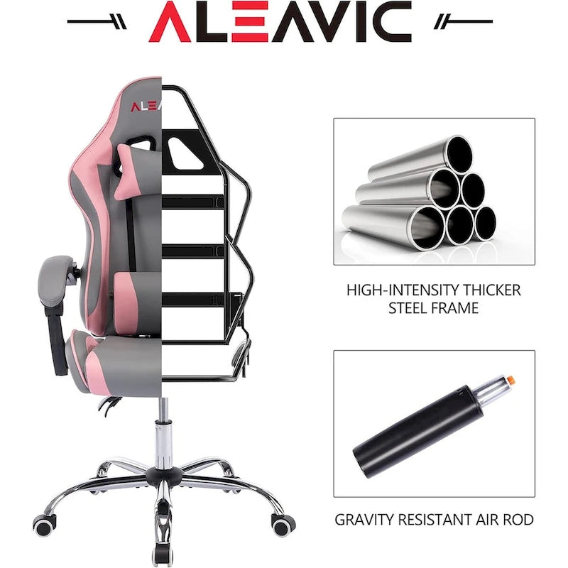 Sedia da gaming regolabile con schienale alto, poggiatesta e supporto lombare