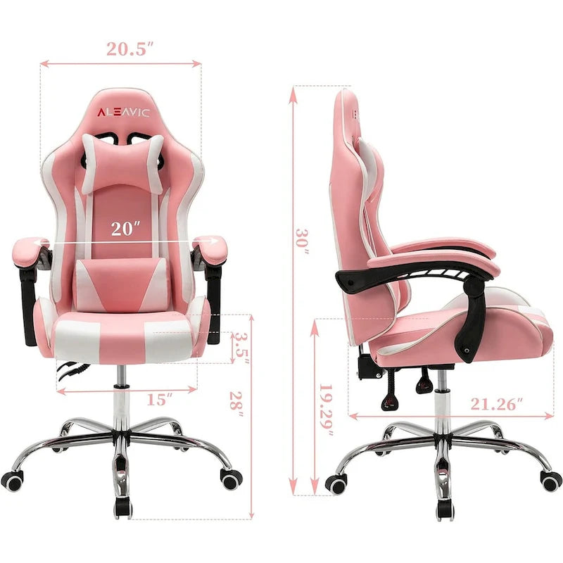 Sedia da gaming regolabile con schienale alto, poggiatesta e supporto lombare