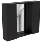 Black Double-Door Bathroom Cabinet with Mirror and External Shelf