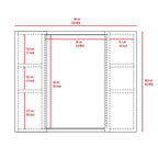 Black Double-Door Bathroom Cabinet with Mirror and External Shelf