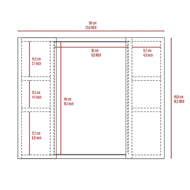 Black Double-Door Bathroom Cabinet with Mirror and External Shelf