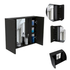 Black Double-Door Bathroom Cabinet with Mirror and External Shelf