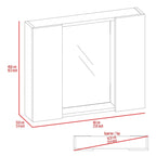 Black Double-Door Bathroom Cabinet with Mirror and External Shelf